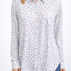 BeachLunchLounge Heart & Lips Print Button Down Shirt | Size L